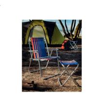 Cadeira De Praia Tramontina Samoa Alta Em Alumínio Com Assento Azul Escuro E Laranja - 2