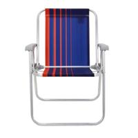 Cadeira De Praia Tramontina Samoa Alta Em Alumínio Com Assento Azul Escuro E Laranja - 3