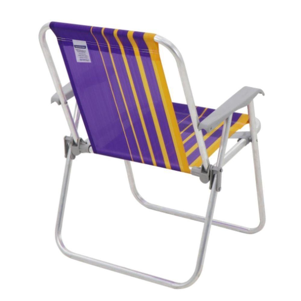 Cadeira De Praia Tramontina Samoa Alta Em Alumínio Com Assento Roxo E Amarelo - 4