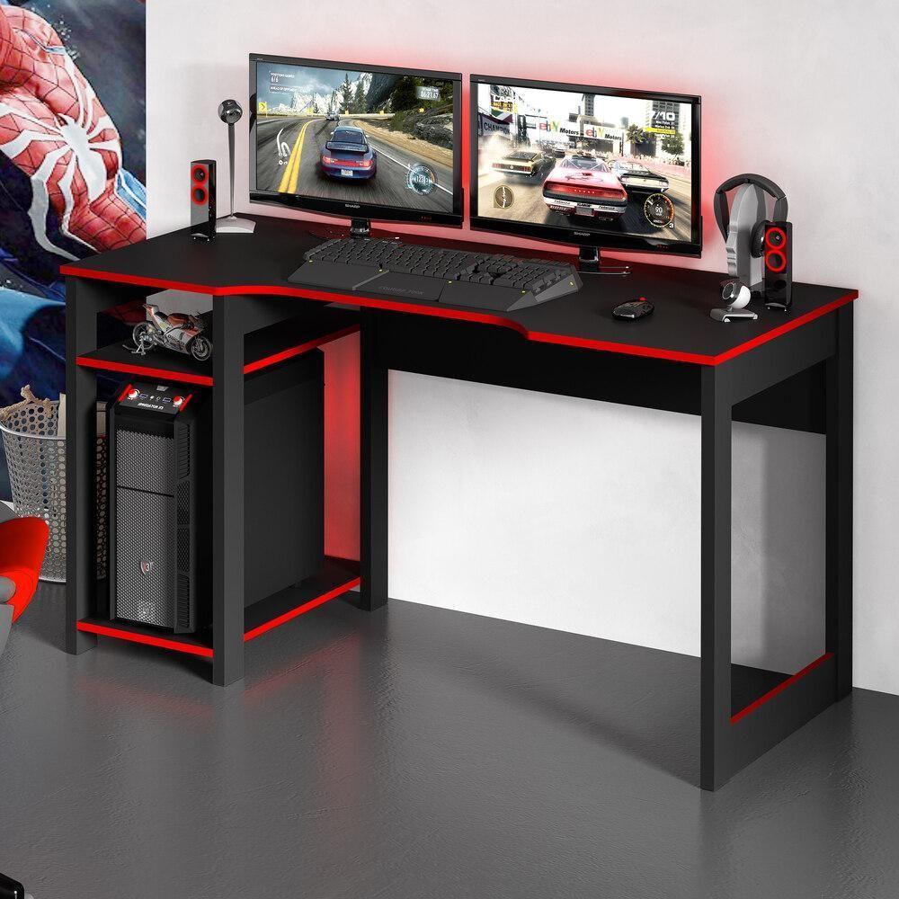 Mesa Gamer Multimóveis Cr25049 Preta/Vermelha - 2