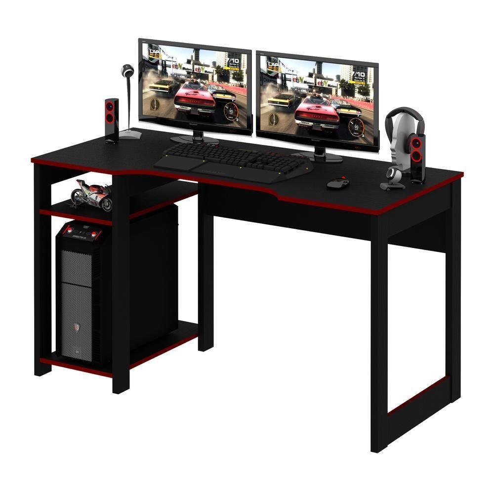 Mesa Gamer Multimóveis Cr25049 Preta/Vermelha - 7