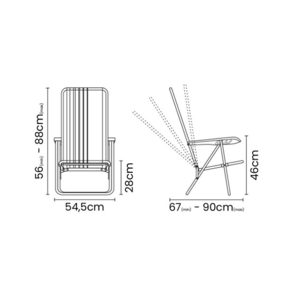 Cadeira De Praia Reclinável Tramontina Bali Baixa Em Alumínio Com Assento Roxo E Amarelo - 7