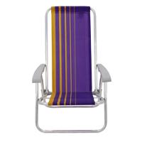 Cadeira De Praia Reclinável Tramontina Bali Baixa Em Alumínio Com Assento Roxo E Amarelo - 3