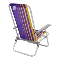 Cadeira De Praia Reclinável Tramontina Bali Baixa Em Alumínio Com Assento Roxo E Amarelo