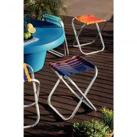 Banqueta De Praia Tramontina Fiji Em Alumínio Com Assento Azul Escuro E Laranja - 2