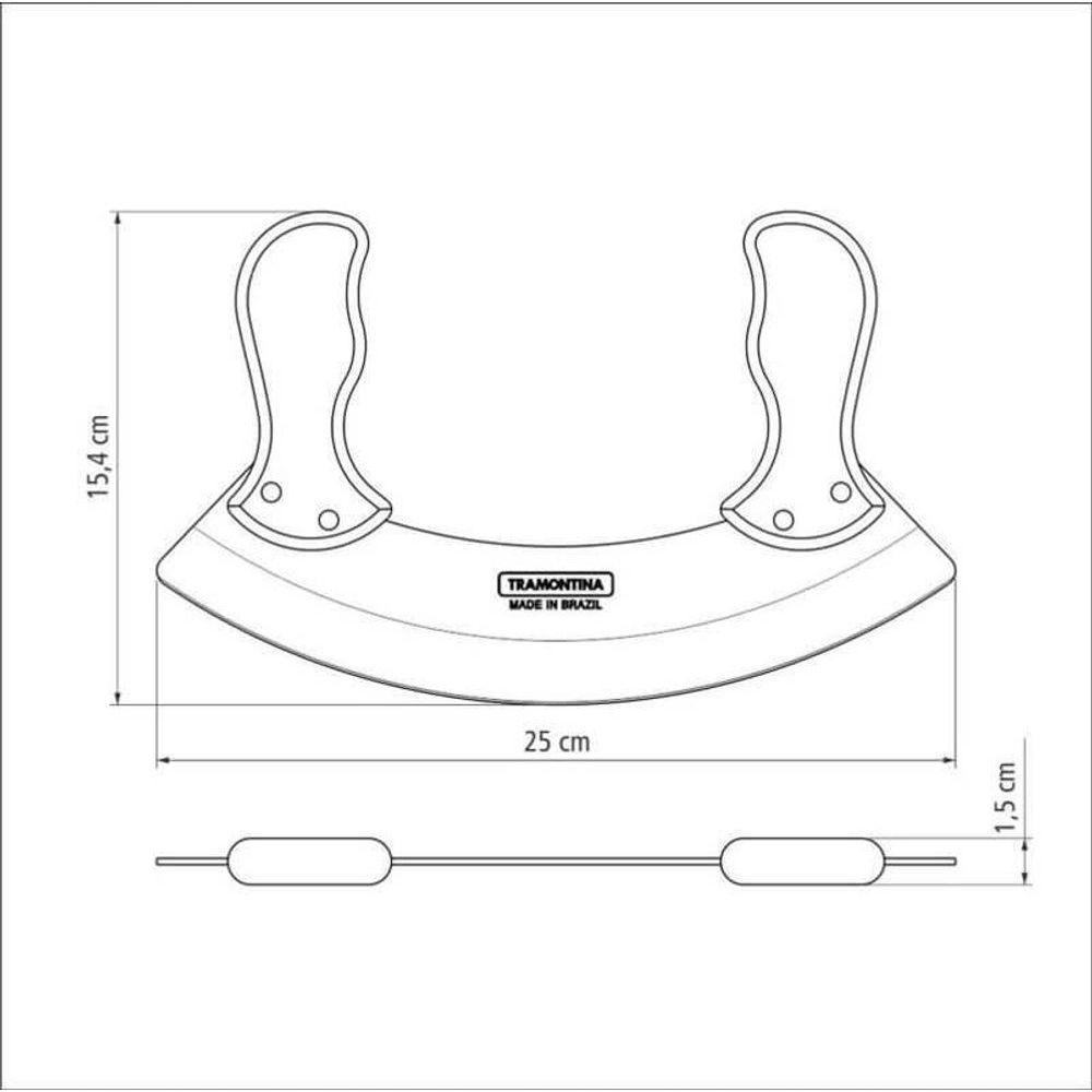 Mezzaluna Tramontina Polywood Aço Inox Cabo Castanho - 3
