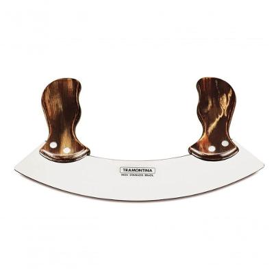 Mezzaluna Tramontina Polywood Aço Inox Cabo Castanho
