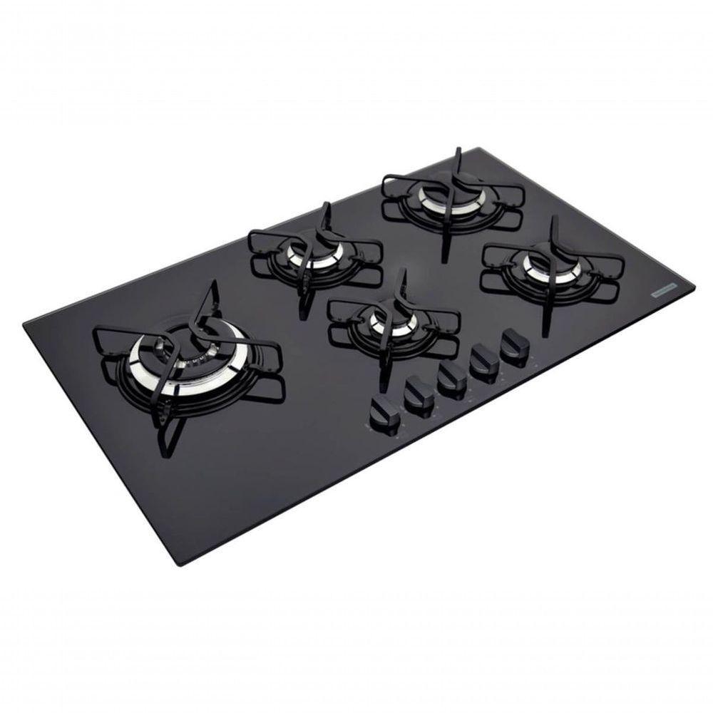 Cooktop A Gás Tramontina Penta Side Plus Vidro Temperado Preto - 2