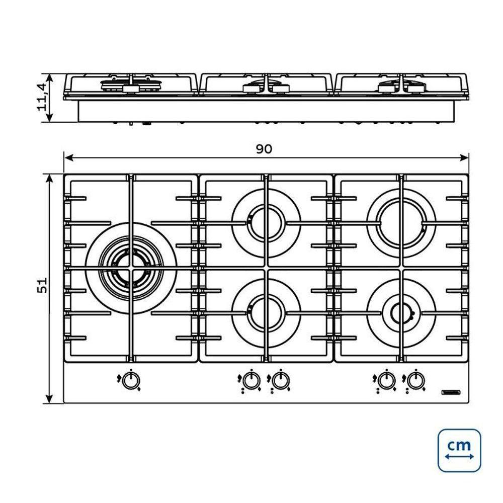 Cooktop A Gás Tramontina Penta Plus 5gg Tri He Safestop 90 Com Acendimento Superautomático 5 Queimadores - 3