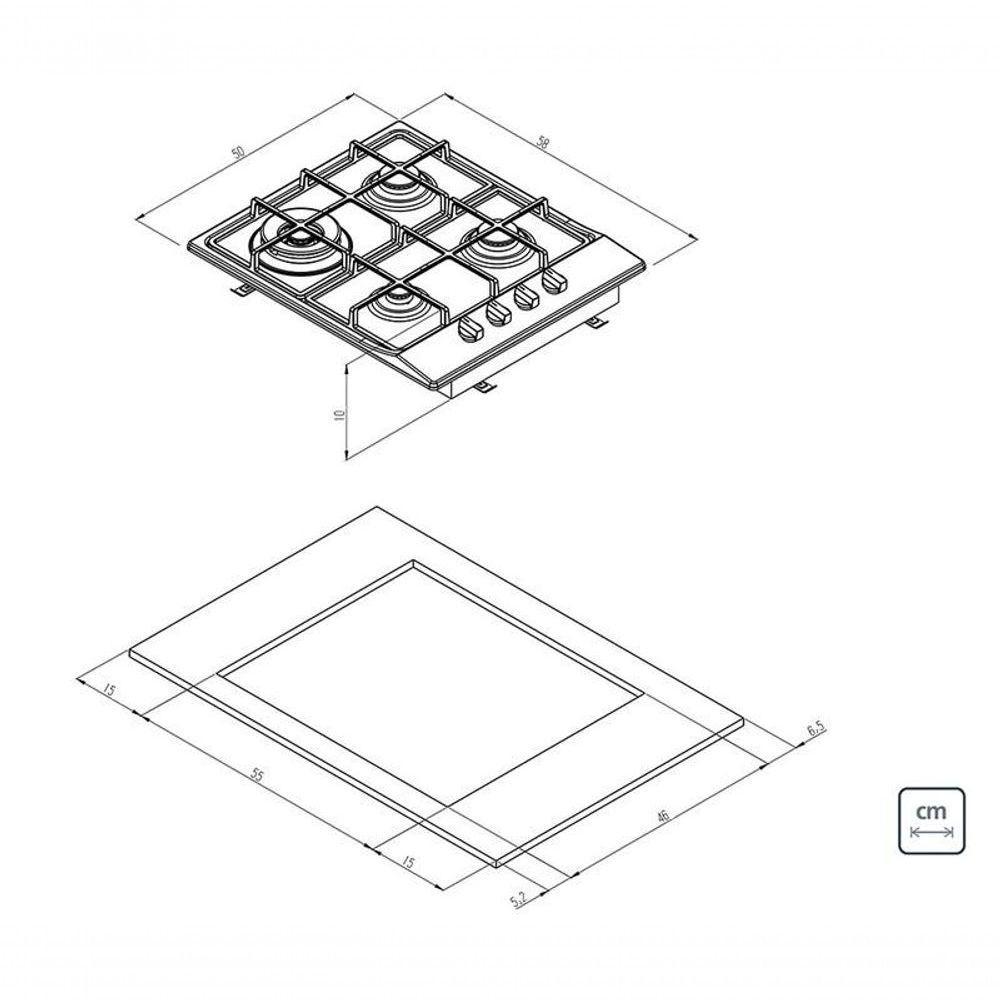 Cooktop A Gás Tramontina Square 4 Gx He 60 Aço Inox - 4