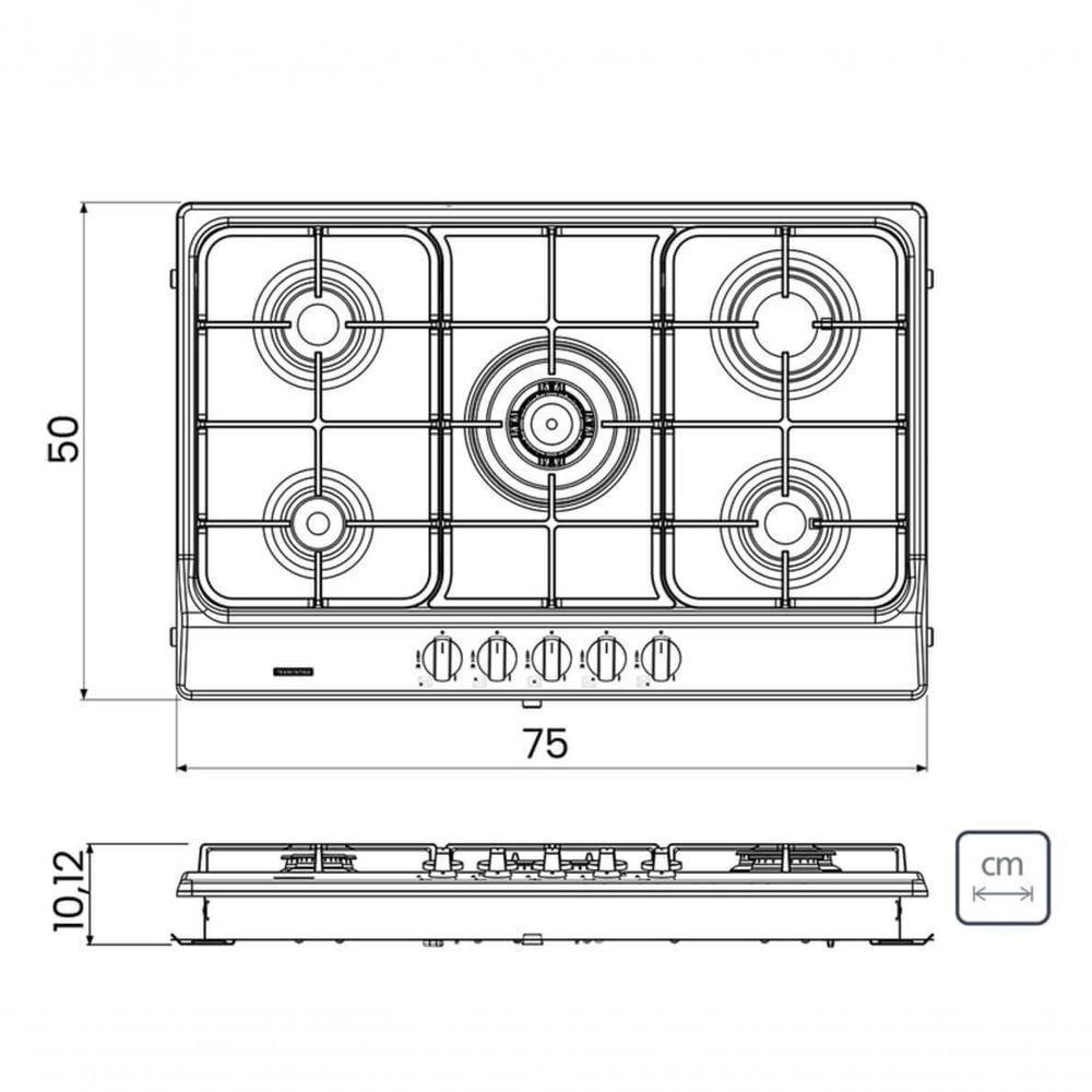 Cooktop A Gás Tramontina Penta Ff 5gx Tri 75 Aço Inox - 5