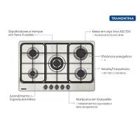 Cooktop A Gás Tramontina Penta Ff 5gx Tri 75 Aço Inox