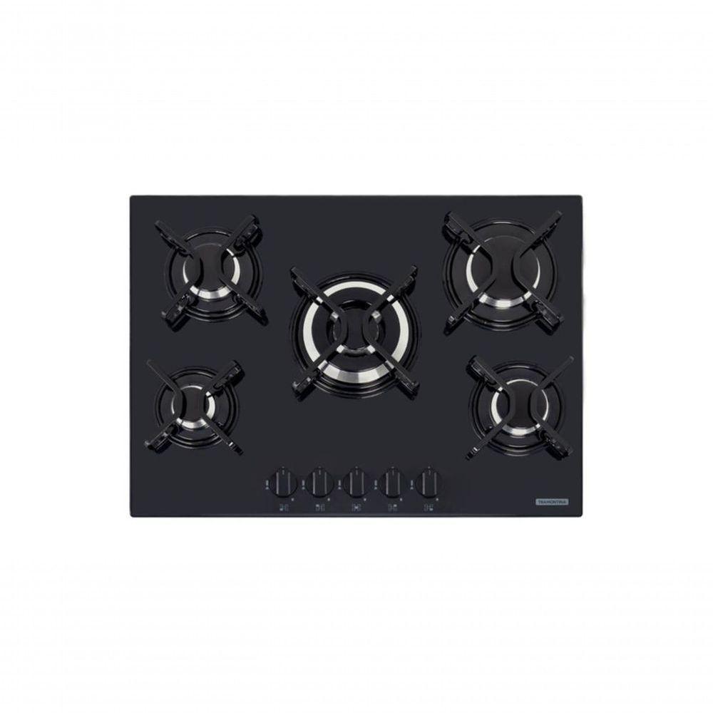 Cooktop A Gás Tramontina Penta B 5gg Tri 70 Em Vidro Temperado Preto - 1