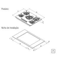 Cooktop A Gás Tramontina Penta B 5gg Tri 70 Em Vidro Temperado Preto - 5
