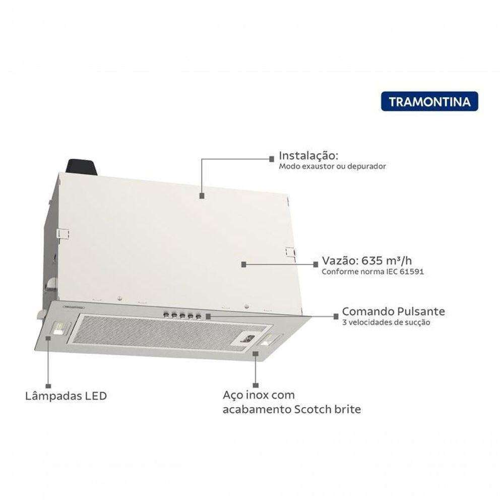 Coifa De Embutir Tramontina Incasso 51cm Aço Inox Com Acabamento Acetinado 220v - 3