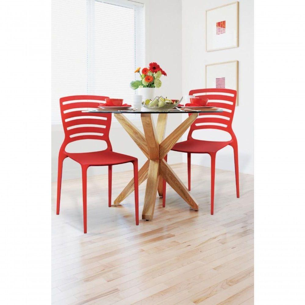 Cadeira Tramontina Sofia Em Fibra De Vidro Vermelho Com Encosto Horizontal - 1