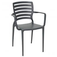 Cadeira Tramontina Sofia Com Encosto Horizontal E Braços Grafite - 1