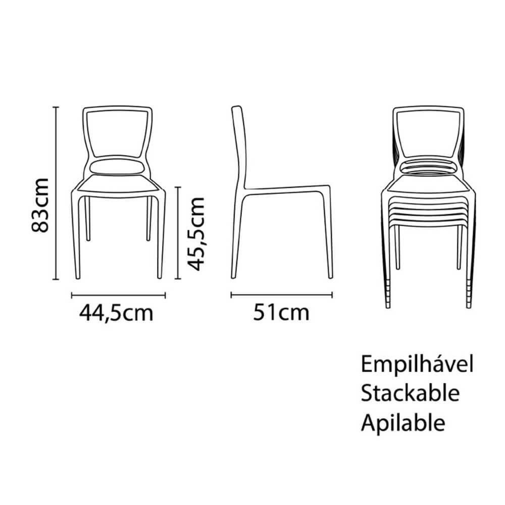 Cadeira Tramontina Sofia Em Fibra De Vidro Laranja Com Encosto Fechado - 3