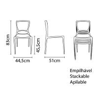 Cadeira Tramontina Sofia Em Fibra De Vidro Laranja Com Encosto Fechado - 3