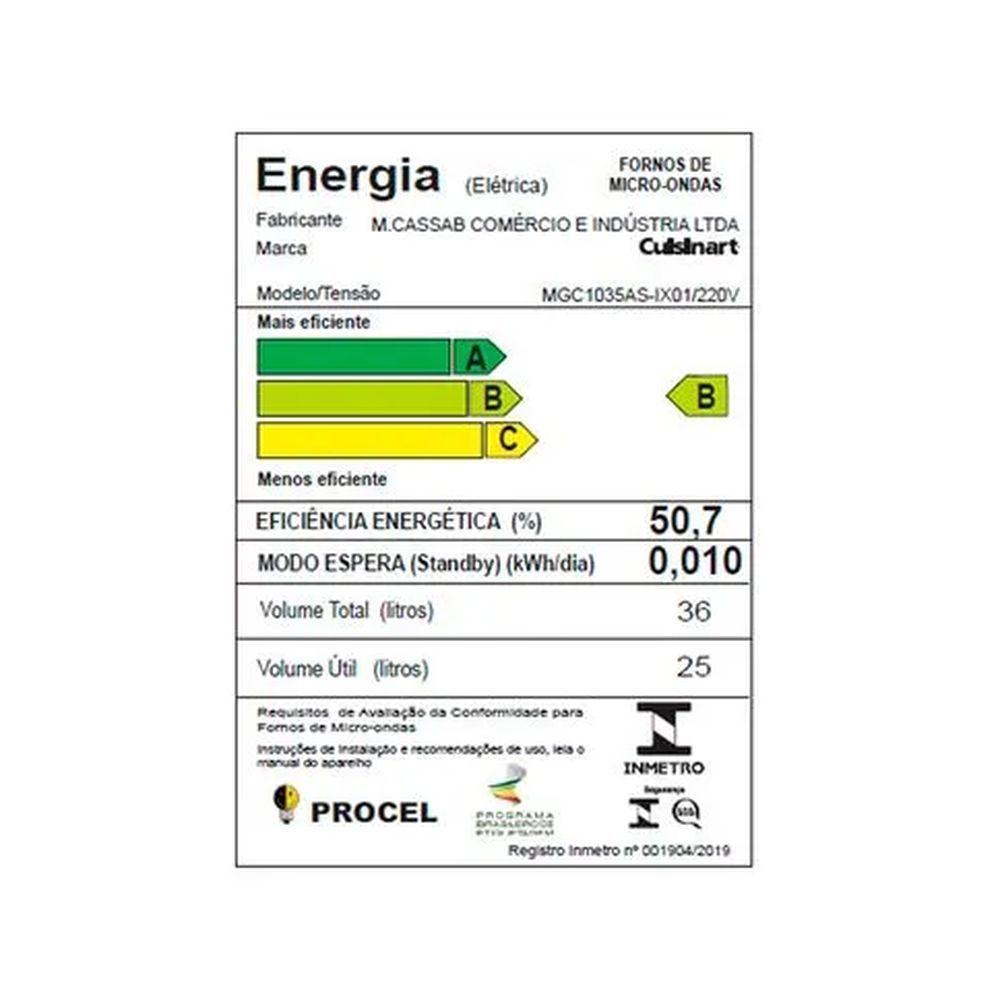 Forno Micro-ondas Cuisinart Arkton Com Grill Elétrico Inox 60cm 38 Litros 4092740121 220V - 6