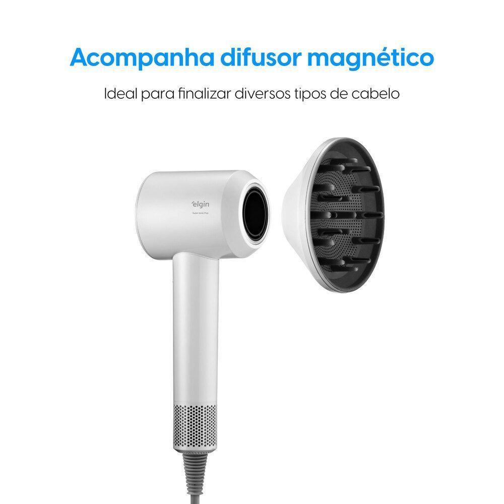Secador De Cabelo Super Ionic 1.800W Branco Motor BLDC 3 Temperaturas Jato Frio Com Difusor 220V - 5
