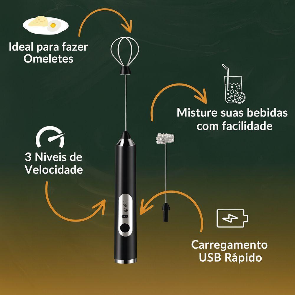Mini Mixer Elétrico Recarregável Multiuso Para Bebidas E Ovo - 2