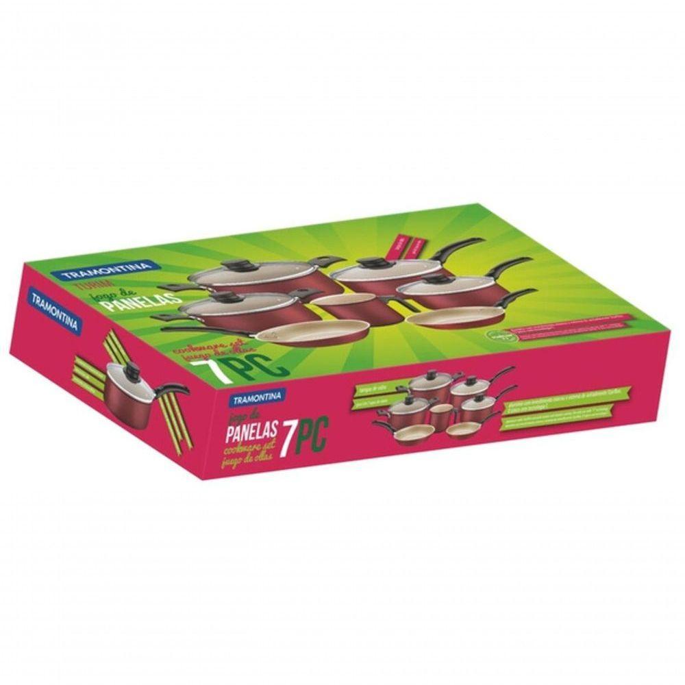 Jogo De Panelas Tramontina Turim Antiaderente 7 Peças Vermelho - 2