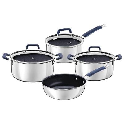Jogo De Panelas Tramontina Romagna Aço Inox E Alumínio Interno Cerâmico Black Stone 4 Peças