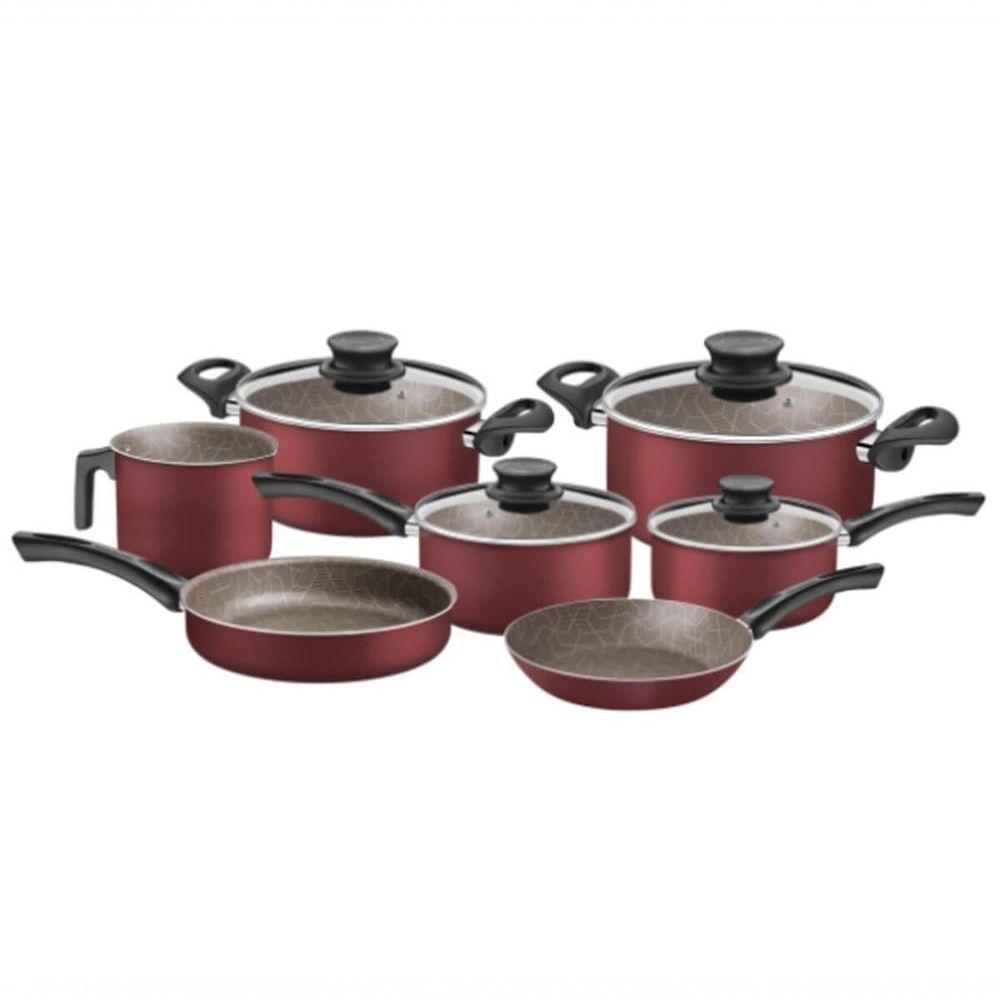 Jogo De Panelas Tramontina Paris Em Alumínio Com Revestimento Starflon Max Vermelho 7 Peças - 1