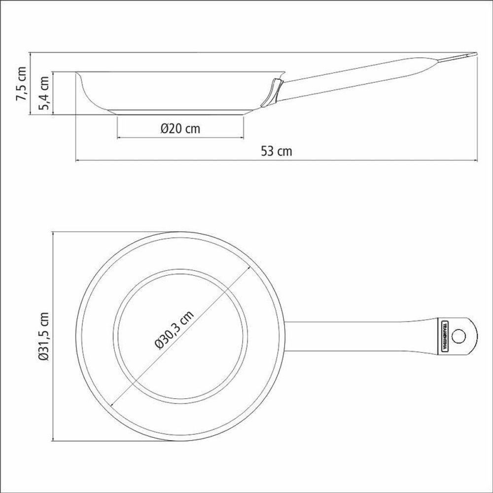 Frigideira Tramontina Rasa Professional Em Aço Inox E Revestimento Antiaderente 30cm - 5