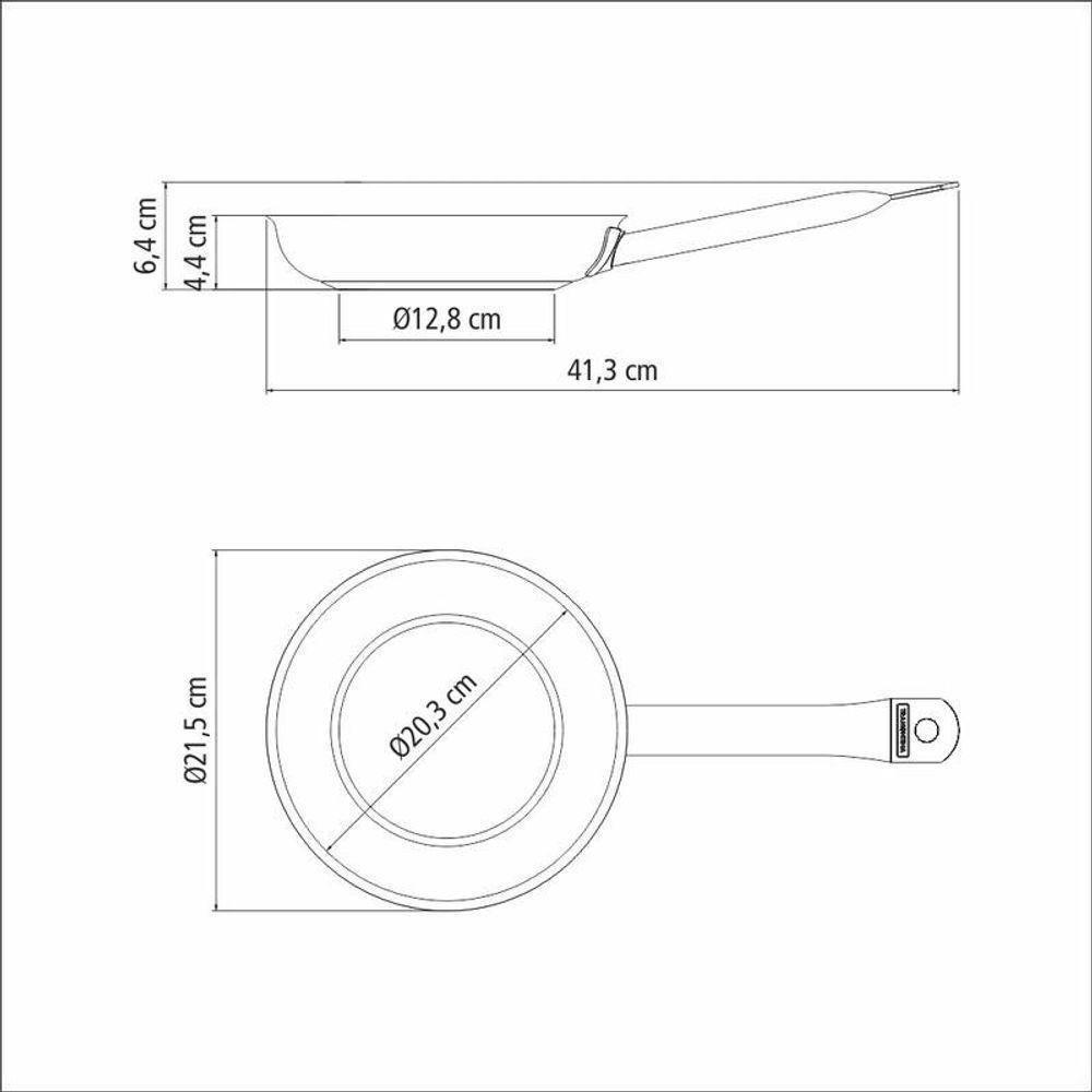 Frigideira Tramontina Rasa Professional Em Aço Inox E Revestimento Cerâmico Grafite 20cm - 4