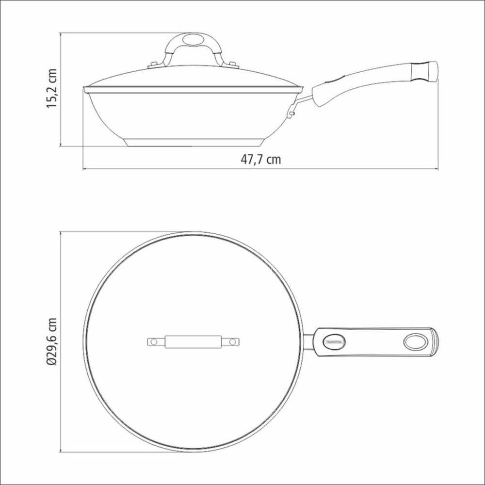 Wok Tramontina Astro Silicone 28cm Em Inox Com Tampa De Vidro - 4