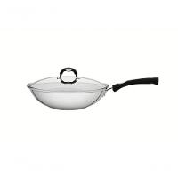 Wok Tramontina Astro Silicone 28cm Em Inox Com Tampa De Vidro - 1