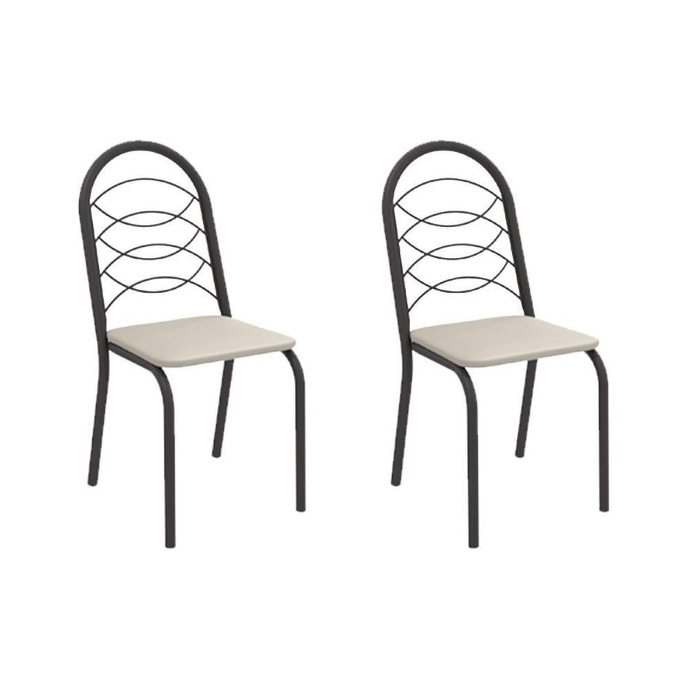 Cadeira Sala De Jantar Holanda 2c009prf Aço Kit 2 Un Preto/ano Bege - Kappesberg - 1