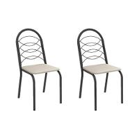 Cadeira Sala De Jantar Holanda 2c009prf Aço Kit 2 Un Preto/ano Bege - Kappesberg - 1