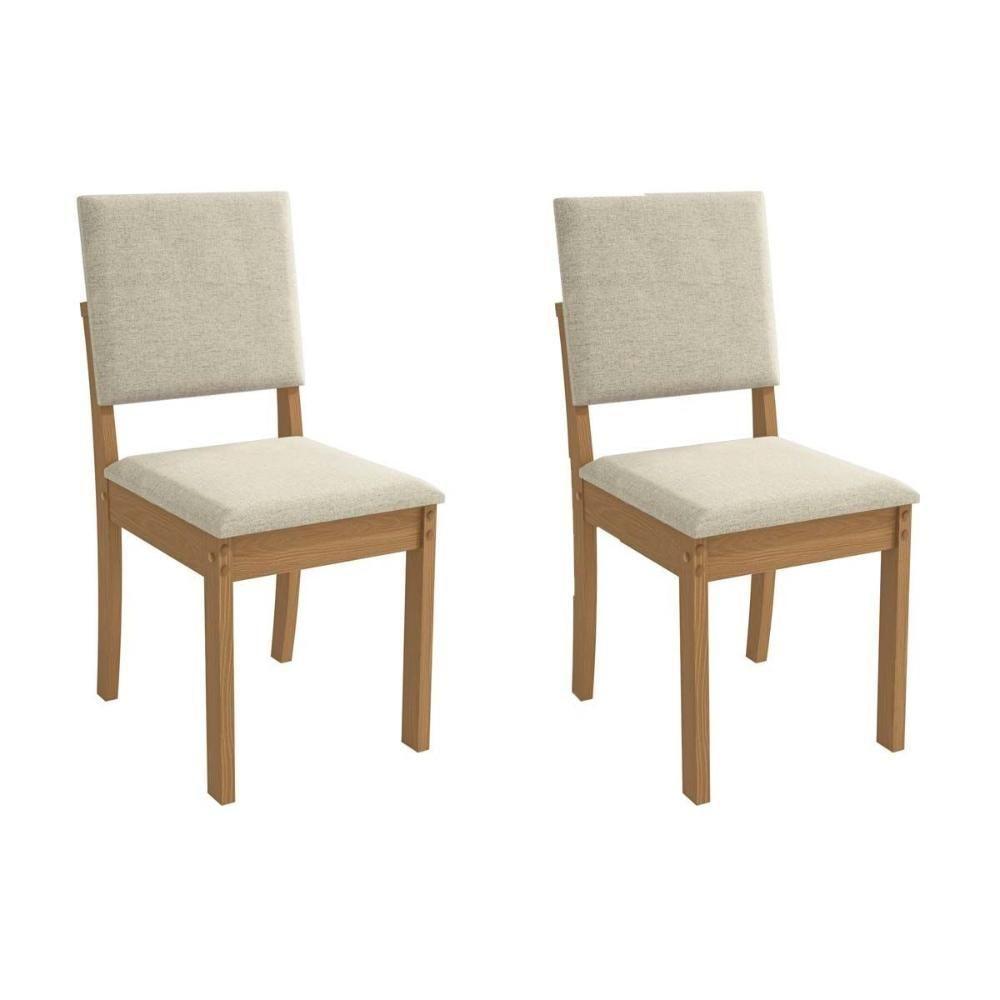 Cadeira Sala De Jantar Luna 2cad160 Madeirado Kit 2 Un Canela/linho Bege Argila - Kappesberg - 1