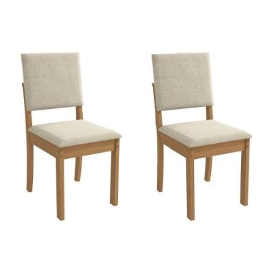 Cadeira Sala De Jantar Luna 2cad160 Madeirado Kit 2 Un Canela/linho Bege Argila - Kappesberg