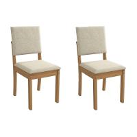 Cadeira Sala De Jantar Luna 2cad160 Madeirado Kit 2 Un Canela/linho Bege Argila - Kappesberg - 1