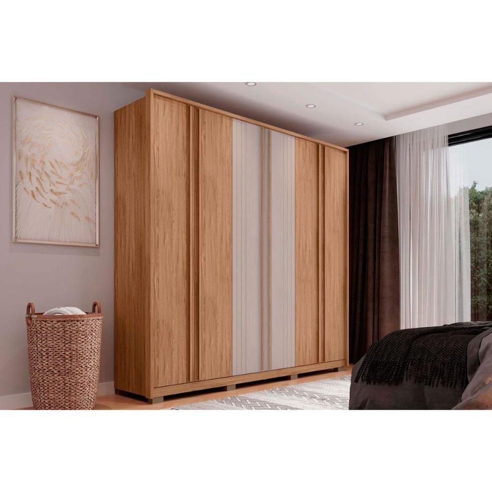 Guarda Roupa 6 Portas E 4 Gavetas Mozart Freijo/off White - Caemmun - 1