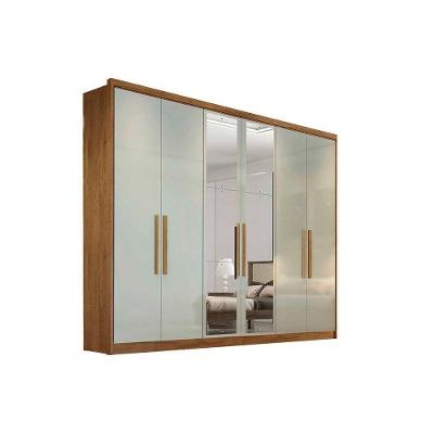 Guarda Roupa Casal Quarto Rizon 6 Portas de Bater 6 Gavetas Cumaru-Fendi 25 MDF