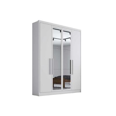 Guarda Roupa Casal Moderni-Sevilha 4 Portas de Abrir 3 Gavetas Neve MDF
