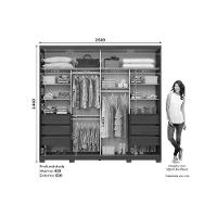 Guarda Roupas 2 Portas De Correr E 6 Gavetas C/ Pés Cayman Nature/off White - Henn - 2