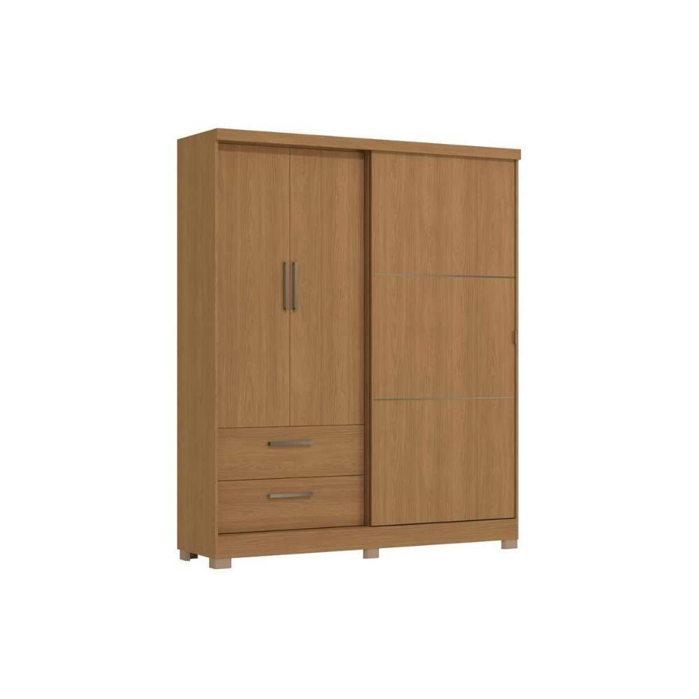 Guarda Roupa Casal 3 Portas (1 De Correr) E 2 Gavetas C533 Freijó - Kappesberg - 1