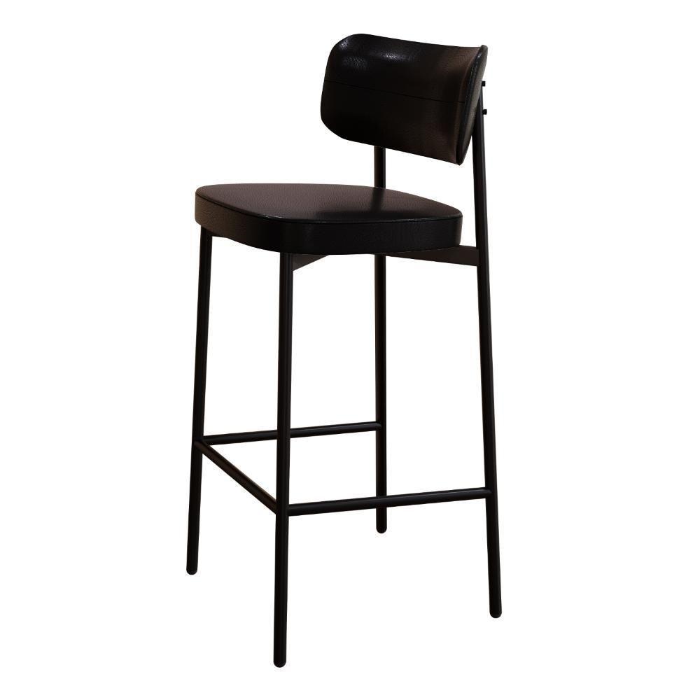 Banqueta Alloa Fixa Com 4 Pés 50 X 44,7 X 103,5 Mm Com 1 Un. Courino Preto - 1