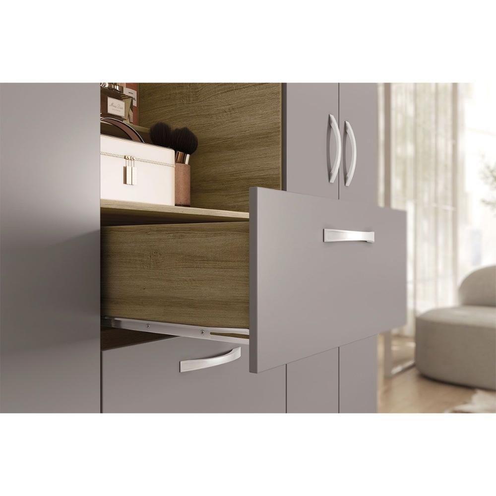 Guarda Roupa Casal 4 Portas E 3 Gavetas C/ 1 Espelho Clapton Lamina Mel/cacao - Caemmun - 7