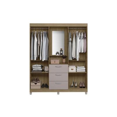 Guarda Roupa Casal Clapton 4 Portas de Bater 3 Gavetas Lamina Mel-Cacao MDP