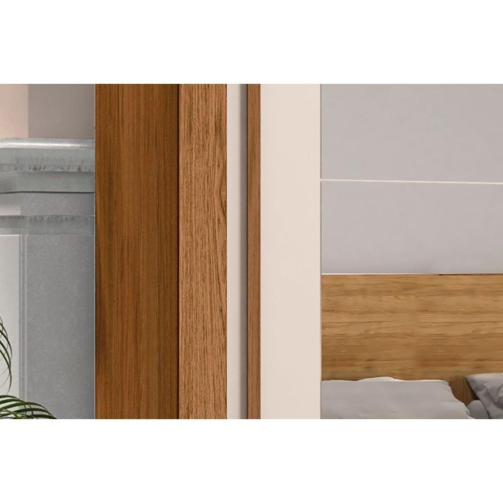 Guarda Roupas 2 Portas De Correr C/ Espelho E 4 Gavetas Praticus Double Lux Freijo/off White - Caemmun - 5