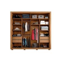 Guarda Roupas 2 Portas De Correr C/ Espelho E 4 Gavetas Praticus Double Lux Freijo/off White - Caemmun - 3