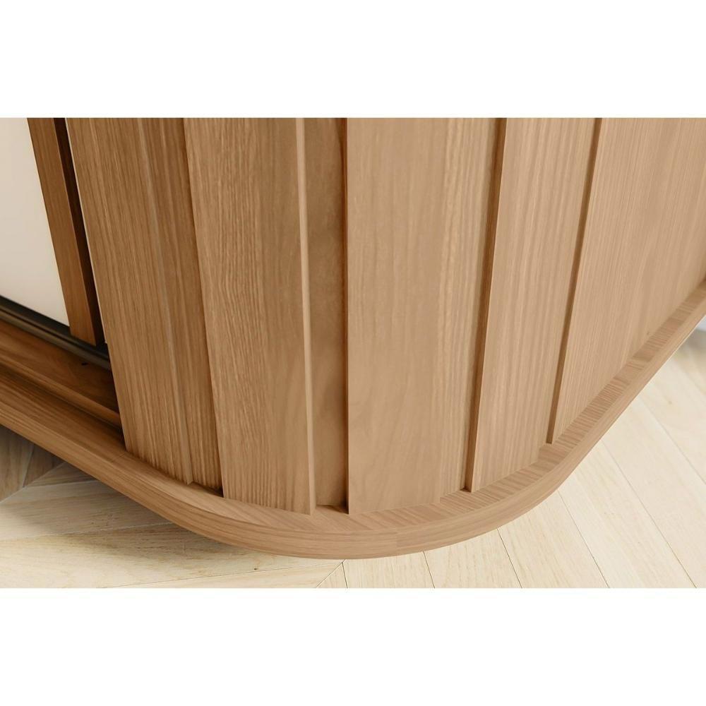 Guarda Roupa 2 Portas De Correr (1 C/ Espelho) 2 6 Gavetas C/ Pés Mozzate Flex Nature/off White Ou Preto - Henn - 5