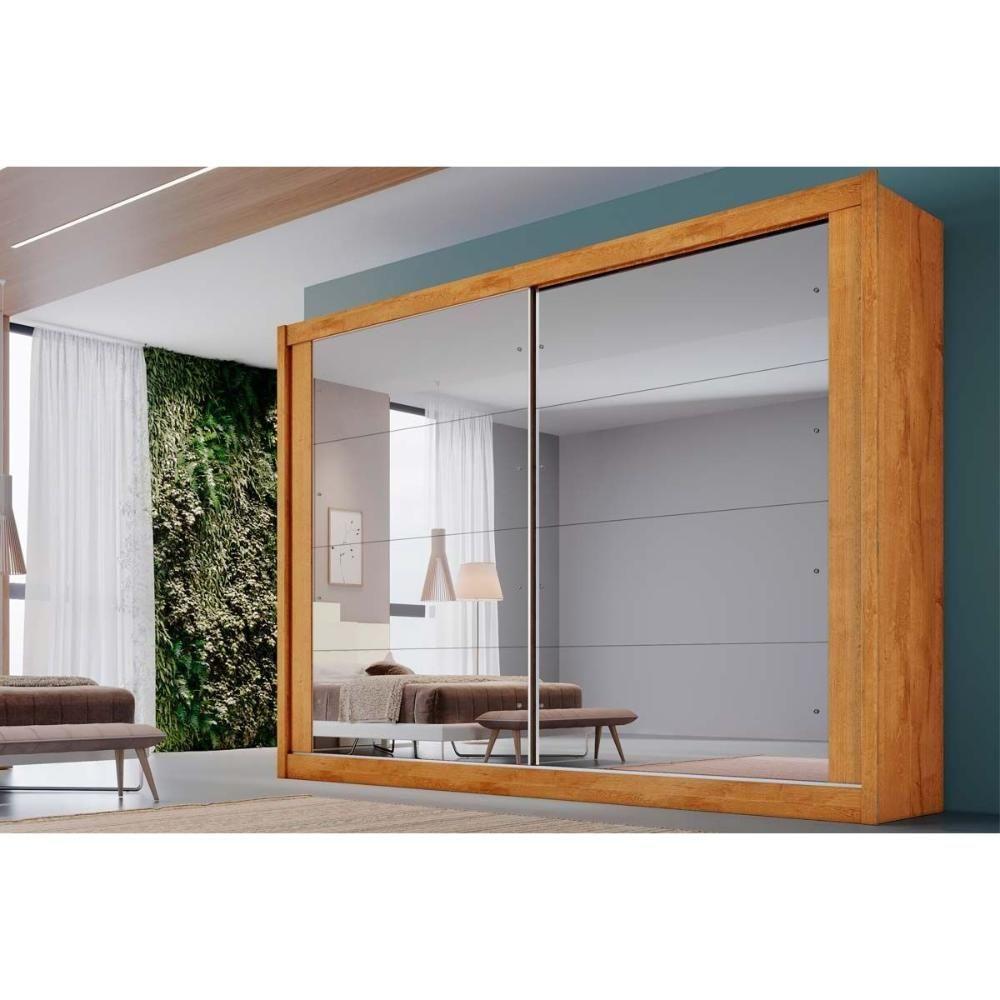 Guarda Roupa 2 Portas C/ Espelho E 4 Gavetas Creta Flex Peroba/peroba Ou Off White - Europa - 1